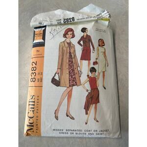Vintage 1966 McCalls Pattern #8382 Coat Dress Blouse Skirt Size 14